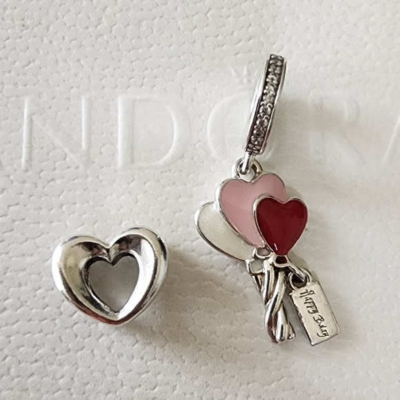 Happy Bday Balloon Dangle Charm and PANDORA Radiant Open Heart Charm bundle - Picture 1 of 7